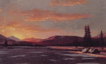 Paisaje marino del atardecer de invierno William Bradford Pinturas al óleo
